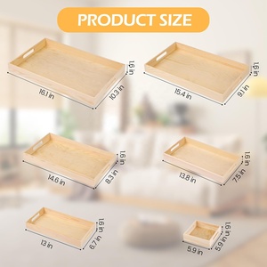Plateaux de service en bois imbriqués, forme rectangulaire, avec poignées, pour cuisine, fêtes, dîners et collations - Product Image 2