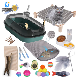 Kit comprenant un bol <span class=keywords><strong>pour</strong></span> <span class=keywords><strong>chat</strong></span>, une litière, un lit <span class=keywords><strong>hamac</strong></span>, une brosse, un coupe-ongles <span class=keywords><strong>pour</strong></span> animaux de compagnie, un grattoir, des jouets interactifs et plus d'essentiels <span class=keywords><strong>pour</strong></span> chats - Product Image 1