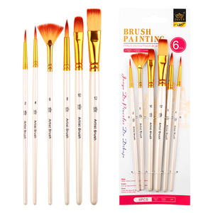 Buena calidad Yougou Gouache pluma 6 pintura al óleo acuarela arte dibujo pluma cabeza plana ventilador pintura Nylon cepillo conjunto - Product Image 6
