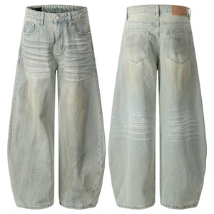 Pantalones Cargo de Algodón Vaquero Estilo Banana Vintage con Efecto Teñido Tridimensional, Machete, Cintura Media, Unisex, Sueltos, de Peso Pesado, Lavados - Product Image 2