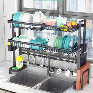 Support de rangement extensible pour évier de cuisine en métal Panier d'égouttage de comptoir Bol à vaisselle Porte-baguettes Filtre à eau - Product Image 5