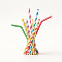 Pailles à boire en papier compostables avec logo, rayures de couleur personnalisées, respectueuses de l'environnement