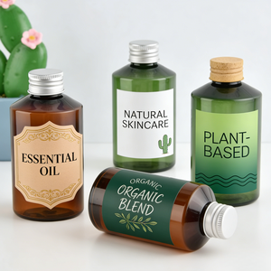 Bouteilles en plastique PET rechargeables avec logo personnalisé 100/200/300/500 ml Contenants cosmétiques <span class=keywords><strong>vert</strong></span> ambre pour shampoing, lotion, soin de la peau - Product Image 1