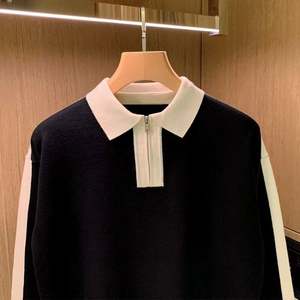 2024 automne/hiver hommes pull couleur unie haut ample pull en tricot pull pour hommes - Product Image 2