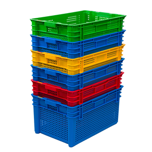 Légumes frais PP de qualité alimentaire Fruits Maille de poisson Panier de stockage en plastique Chiffre d'affaires Empilable Récolte Caisses mobiles Boîte Conteneur - Product Image 4