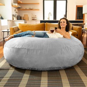 Db Jaxx Cocoon <b>Bean</b> <b>Bag</b> Chair 6 Ft Platinum Microsuede Foam Fill Comfortable Living Room Sofa One <b>Seat</b> - Product Image 3
