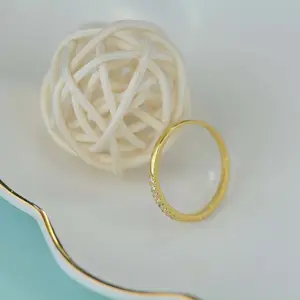 18 K ทองเซอร์โคเนียมออกแบบแหวนทองสำหรับหญิงคู่ทองแหวนผู้หญิง Vermeil 18กะรัตแหวนแต่งงาน