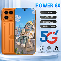 HP Baru Power 80 5G Layar 7,3 Inci 8800mAh Penyimpanan 16GB+1TB Kamera HD 108MP untuk Menonton Film, Bermain Game, dan Bekerja di Kantor