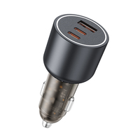 Cargador de Coche USB C Transparente de 136 W, Adaptador de Cargador de Coche Tipo C PD 100 W + PD 36 W Compatible con iPhone, Galaxy, MacBook y Más