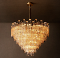 Lustre design moderne pour plafond haut, lampe suspendue décorative pour salon, salle à manger, maison, luminaire suspendu en verre