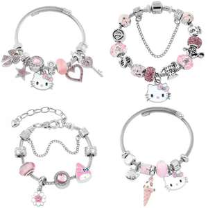 Модный японский мультяшный аниме Sanrio Hello Kitty Женский позолоченный циркониевый браслет с подвеской в виде светящегося кота третий - Product Image 1