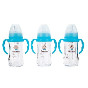 Botella de vidrio para bebé, bote de vidrio de goma verde seguro, con cuello ancho, antirotura, 16oz - Product Image 1
