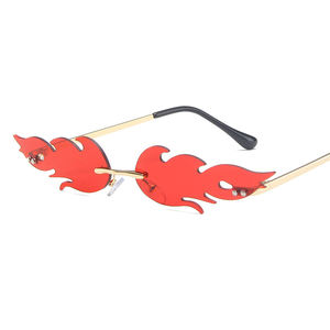 2021ファッション火炎カスタムロゴサングラス女性リムレスサングラスサングラス - Product Image 3