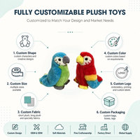 Dua Boneka Burung Beo, Set Burung Plush Warna-warni dengan Bulu Biru Hijau Merah, Boneka Lucu untuk Dekorasi Kamar, Desain Khusus