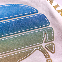 EYD kulit Pu Patch besi di 3d bordir kustom pencetak Dtf transfer panas stiker cetak untuk T Shirt