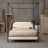 Lit à baldaquin Victoria en tissu, lit capitonné de luxe, taille King ou Queen, pour hôtel, villa, sur mesure, vente en gros