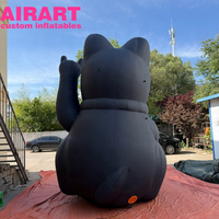 Chat gonflable noir décoratif publicitaire, chat porte-bonheur gonflable de dessin animé pour exposition