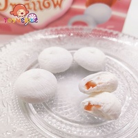 Groothandel zoete fruitige marshmallow doos met jam erin, snoep gemaakt met suikerpuff