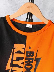 Combinaison d'été Hip Hop pour garçons T-shirt décontracté à imprimé haut Short Color Matching Fashion Brand for Handsome Teenagers Kids - Product Image 3