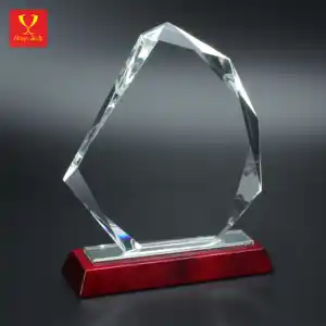 High Quality Special Shape New Style Custom Crystal Blank Wooden Awards Crystal Plaque Medal Trophy