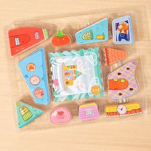 Jouet de développement de la motricité fine, blocs d'équilibre en bois en forme de maison mignonne, empilables et colorés - Product Image 5