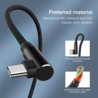 Cable de Carga USB-A a Tipo C de Nylon al por Mayor, con Conector Tipo C en Ángulo de 90 Grados para Uso en Juegos de Teléfono