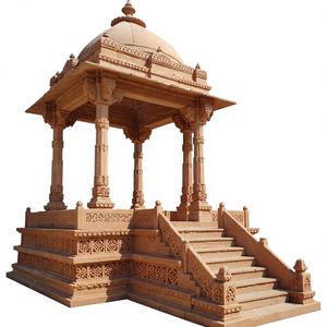 Pabellón Tradicional de Piedra Arenisca Rosa con Cúpula Chatri, Gazebo Indio Hecho a Mano para Proyectos de Jardines de Lujo - Product Image 2