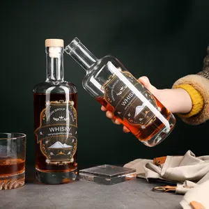 750ml cổ dài chai rượu thủy tinh thanh hàng đầu chai Vodka thủy tinh siêu Flint Chất liệu Whisky chai
