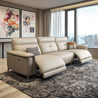 Canapé sectionnel italien moderne, design capsule sans espace mural, fonction électrique, ligne droite, pour un style de vie moderne et épuré