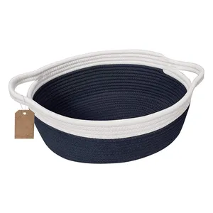 Manufacturers customized wholesale all kinds of size braid blue gray pink cotton rope woven storage baskets