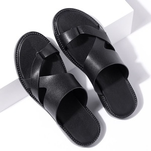 Sandales plates à bout ouvert en similicuir avec semelle en caoutchouc respirante, tendance mode, couleur unie, chaussures d'été pour la plage et l'extérieur - Product Image 1