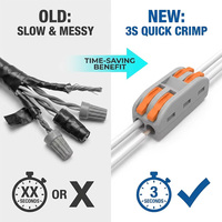 Connecteur à sertissage rapide résistant au feu, 2/3 broches, en cuivre nickelé, pour le raccordement des fils électriques d'éclairage LED