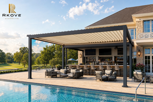Pergola bioclimatique motorisée intelligente RKOVE RK-C3 en aluminium avec lames orientables, éclairage LED, imperméable, pour jardin extérieur, piscine, gazebo - Product Image 4