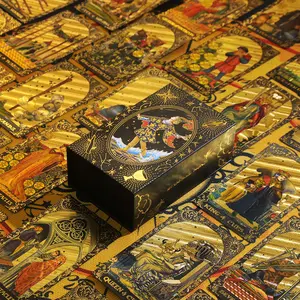 Wholesale New Collector'S Edition Tarot Cardspet Black Gold Sun Classic Gold Foil Tarot Cards With Guidebook Custom Tarot Cards