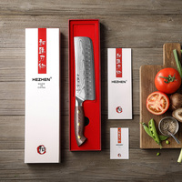 HEZHEN Couteau japonais Nakiri de haute qualité en acier damas couteaux de cuisine tranchants pour la viande et les légumes manche Micarta
