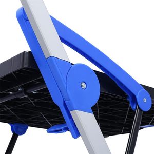 İki katmanlı mavi 4 tekerlekli katlanabilir alışveriş sepeti çok kullanımlı fonksiyonel ambar depolama süpermarket arabası - Product Image 3