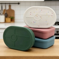 Boîte à lunch en silicone de qualité supérieure, sans BPA, écologique, portable, étanche, de qualité alimentaire, adaptée au micro-ondes, pour les enfants à l'école