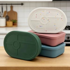 Boîte à lunch en silicone de qualité supérieure, sans BPA, écologique, portable, étanche, de qualité alimentaire, adaptée au micro-ondes, pour les enfants à l'école - Product Image 5