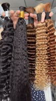 Lots de Cheveux Humains Remy Double Drawn en Gros et Cheveux Indiens Vierges Ondulés en Vrac Sans Trame pour Tresses 100g 8-40 Pouces
