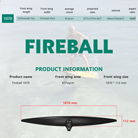 Aile avant en fibre de carbone pour hydrofoil, modèle FIREBALL 1070, 877 cm², UHM, AR13, pour pompe à foil, vente en gros, personnalisable OEM ODM, Nouveauté 2026