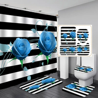 Rideaux de douche personnalisés à motif floral imprimé numériquement, épais, pour salle de bain, rideau de douche imperméable et ensemble de tapis