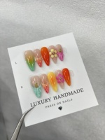 Lot de 10 faux ongles carrés faits à la main en acrylique à presser pour application sur les doigts – Luxe et haute qualité