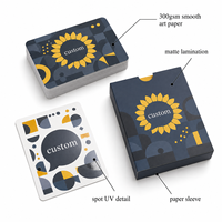 Cartes à jouer promotionnelles personnalisées pour événements professionnels, avec pelliculage mat et vernis sélectif UV, idéales pour la réseautage et les cadeaux d'entreprise