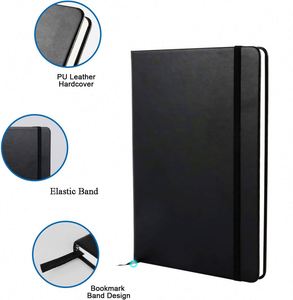 Black Custom Digital Printing Ruled Lined 100 Sheets A5 Hardcover PU Leather <b>Journal</b> Notebook with Thermal Binding for Students - Product Image 2