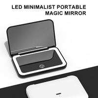 Miroir de poche carré double face à LED pour voyage, miroir de maquillage compact à LED avec lumière intégrée, marque privée