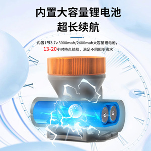 ไฟหน้าแบบ LED 2000mAh ความสว่างสูง ชาร์จใหม่ได้ ระยะ 100-199 เมตร ชาร์จผ่าน USB สำหรับงานกลางแจ้ง ตกปลา เหมืองแร่ - Product Image 5