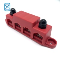 Bloc de distribution de courant pour bus-bar robuste, conception de module, 4 x goujons de borne M8 (5/16 po), 12-48 V CC, 200 A, boîte de bus-bar
