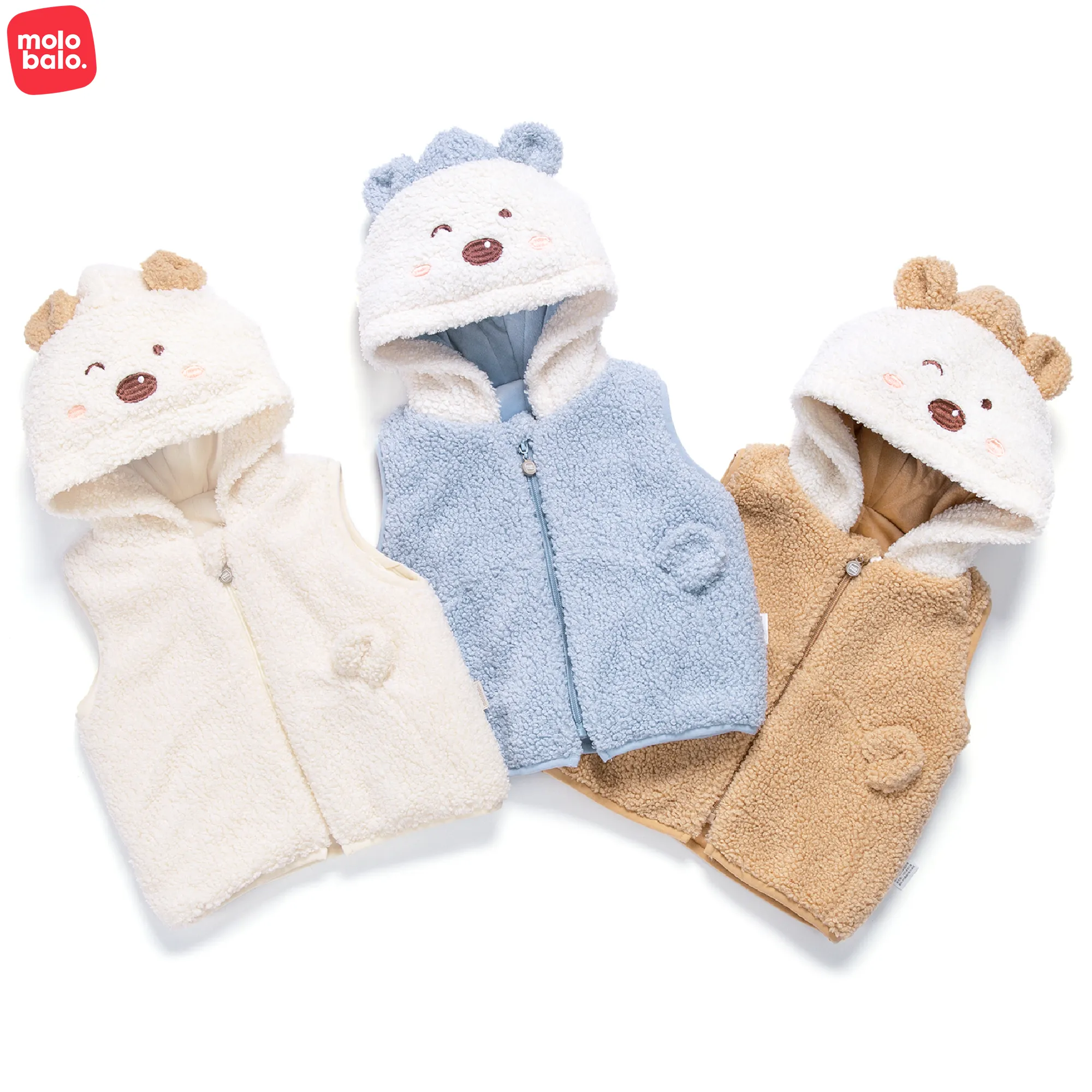 Neu angekommene Kapuze Winter Baby Jungen Mädchen Weste Top Lämmer Wolle Strickjacke Weste