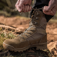 Bottes de Randonnée en Plein Air PTG, Bottes Tactiques Homme Style Désert, Antidérapantes, Anti-Perforation, Cuir 1000D, Hautes pour le Combat et la Chasse