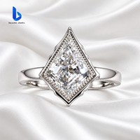 Nouvelle Arrivée Bague en Argent Sterling S925 en Forme de Cerf-volant avec Pierre Moissanite pour Femme, Bijoux Fins pour Rendez-vous